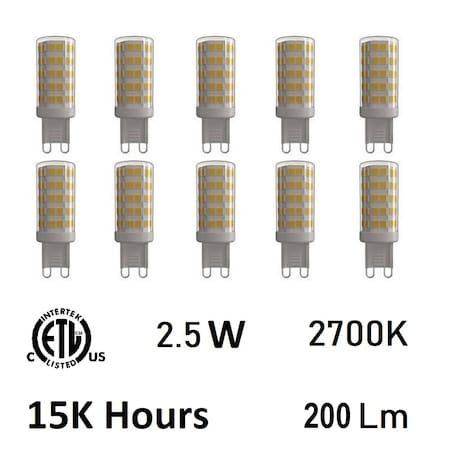 Cwi Lighting 2.5 Watt G9 LED Bulb 3000K, 10PK G9K2700-10